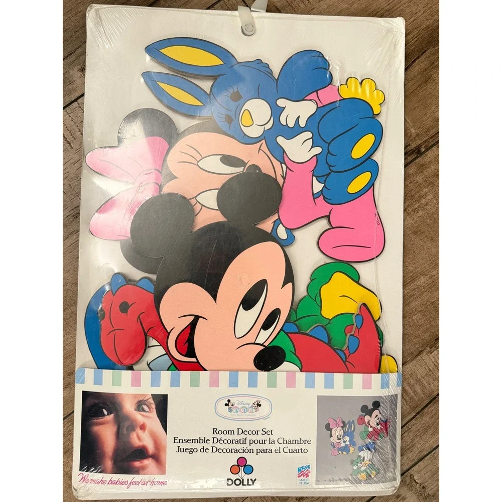 Vintage Disney Babies Room Decor Set Dolly Mickey Minnie Donald Nursery Wall Art